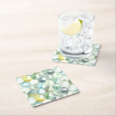 Blauw- en Groen Aquarelle Honycomb-patroon Kartonnen Onderzetters (Insitu)