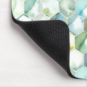 Blauw- en Groen Aquarelle Honycomb-patroon Muismat (Hoek)