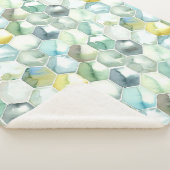 Blauw- en Groen Aquarelle Honycomb-patroon Sherpa Deken (3/4)