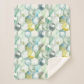 Blauw- en Groen Aquarelle Honycomb-patroon Sherpa Deken (Voorkant)