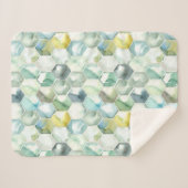 Blauw- en Groen Aquarelle Honycomb-patroon Sherpa Deken (Voorkant (horizontaal))