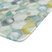 Blauw- en Groen Aquarelle Honycomb-patroon Snijplank (Hoek)