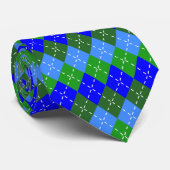 Blauw en groen Argyle Mannen Mode Stropdas (Opgerold)