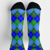 Blauw en Groen Argyle met Wit Stikkend Sokken (Top)