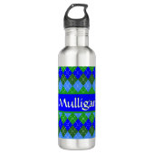 Blauw en groen Argyle Preppy gepersonaliseerd Waterfles (Voorkant)