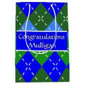 Blauw en Groen Argyle Wit Stitching Gepersonalisee Medium Cadeauzakje (Voorkant)