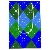 Blauw en Groen Argyle Wit Stitching Gepersonalisee Medium Cadeauzakje (Achterkant)
