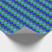 Blauw en Groen Argyle Wit Stitching Stijlvol Cadeaupapier (Hoek)