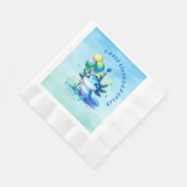 Blauw en groen Axolotl Boy's Verjaardagsfeest Servet (Hoek)