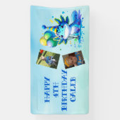 Blauw en groen Axolotl Boy's Verjaardagsfeest Spandoek (Verticaal)