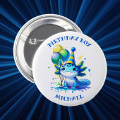 Blauw en Groen Axolotl Jongen Verjaardag Jongen Ronde Button 5,7 Cm
