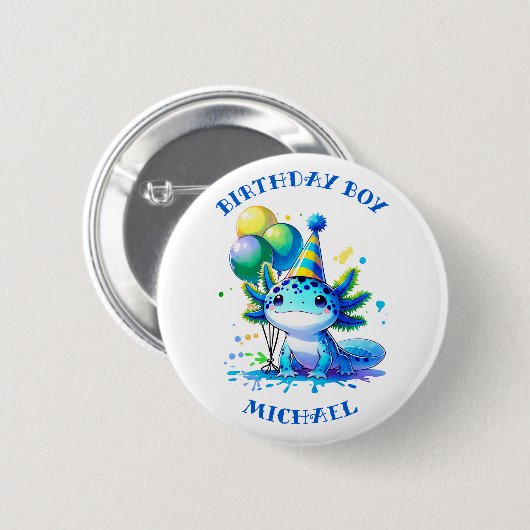 Blauw en Groen Axolotl Jongen Verjaardag Jongen Ronde Button 5,7 Cm (Voorkant /achterkant)