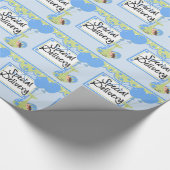 Blauw en groen Baby Boy Wrapping Paper Cadeaupapier (Hoek)