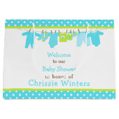 Blauw en Groen Baby Line Baby shower Poster Groot Cadeauzakje (Voorkant)