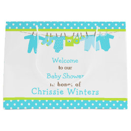 Blauw en Groen Baby Line Baby shower Poster Groot Cadeauzakje