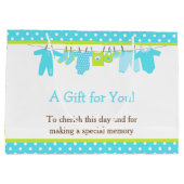 Blauw en Groen Baby Line Baby shower Poster Groot Cadeauzakje (Achterkant)