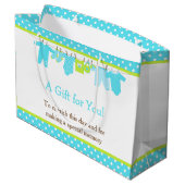Blauw en Groen Baby Line Baby shower Poster Groot Cadeauzakje (Achterkant Gekanteld)