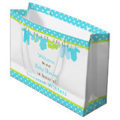 Blauw en Groen Baby Line Baby shower Poster Groot Cadeauzakje (Voorkant Gekanteld)
