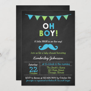 Blauw en groen Baby shower Kaart