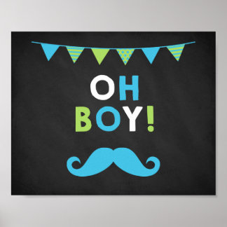Blauw en groen Baby shower van het karton Poster