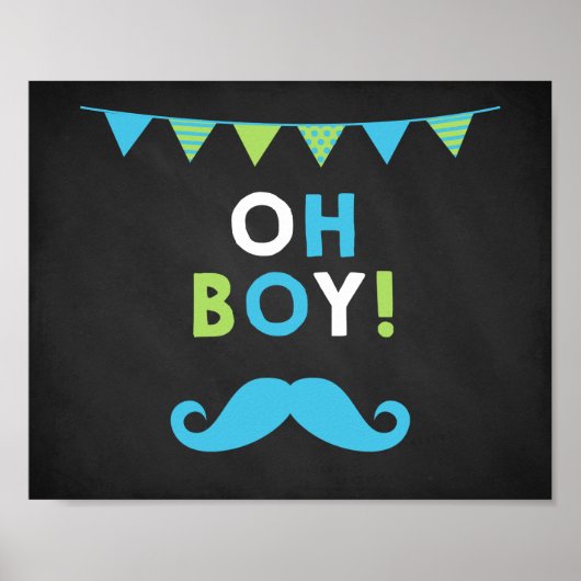 Blauw en groen Baby shower van het karton Poster (Voorkant)