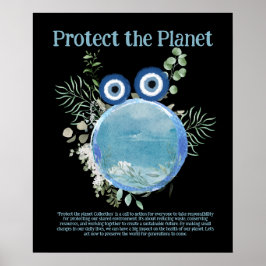 Blauw en groen BESCHERMEN DE PLANEET, BEWAREN DE A Poster
