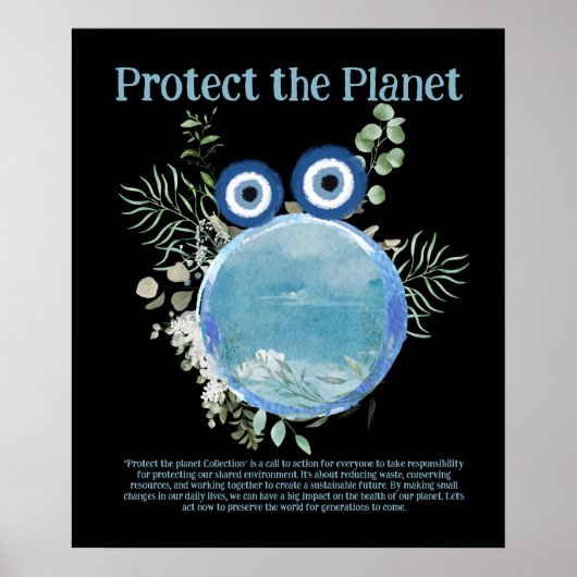 Blauw en groen BESCHERMEN DE PLANEET, BEWAREN DE A Poster (Voorkant)