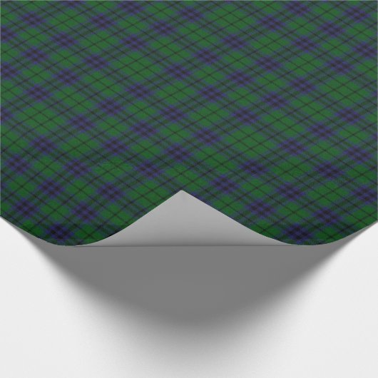 Blauw en groen bijtend tartan cadeaupapier (Hoek)