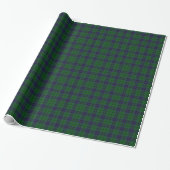 Blauw en groen bijtend tartan cadeaupapier (Uitgerold)