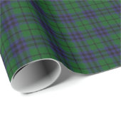 Blauw en groen bijtend tartan cadeaupapier (Rol Hoek)