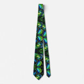 Blauw en Groen blad abstract Stropdas (Voorkant)