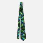Blauw en Groen blad abstract Stropdas (Achterkant)