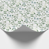 Blauw en groen bladpatroon voor de zomertijd cadeaupapier (Hoek)