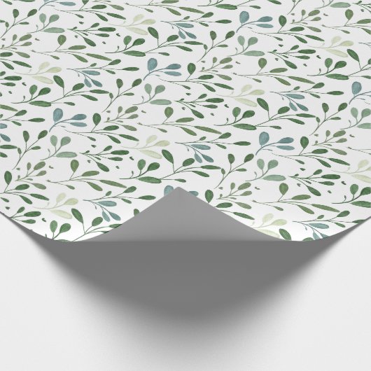 Blauw en groen bladpatroon voor de zomertijd cadeaupapier (Hoek)