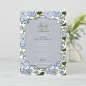 Blauw en Groen Bloemblok Print Boy Baby shower Kaart (Staand voorkant)