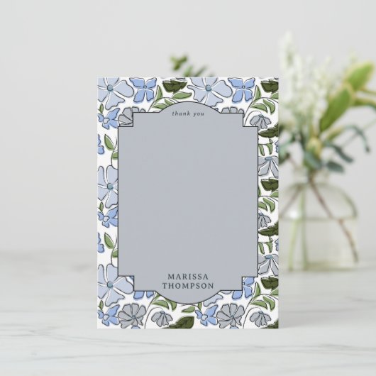 Blauw en groen Bloemblok Print Boy Verjaardag Bedankkaart (Staand voorkant)