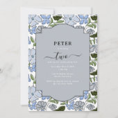 Blauw en groen Bloemblok Print Boy Verjaardag Kaart (Voorkant)