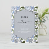 Blauw en groen Bloemblok Print Boy Verjaardag Kaart (Staand voorkant)