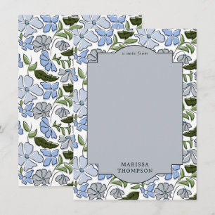 Blauw en groen Bloemblok Print Boy Verjaardag Notitiekaartje