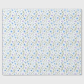 Blauw en Groen Bloemen | Cadeaupapier (Vlak)