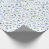 Blauw en Groen Bloemen | Cadeaupapier (Hoek)
