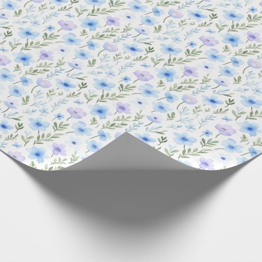 Blauw en Groen Bloemen | Cadeaupapier (Hoek)