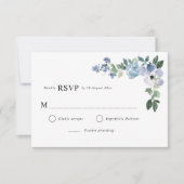 Blauw en groen bloemen RSVP-kaart RSVP Kaartje (Voorkant)