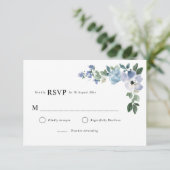 Blauw en groen bloemen RSVP-kaart RSVP Kaartje (Staand voorkant)