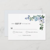 Blauw en groen bloemen RSVP-kaart RSVP Kaartje (Voorkant / Achterkant)