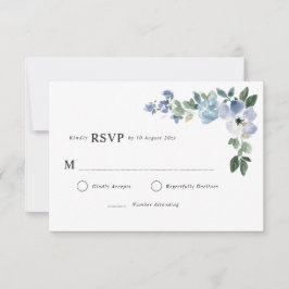 Blauw en groen bloemen RSVP-kaart RSVP Kaartje