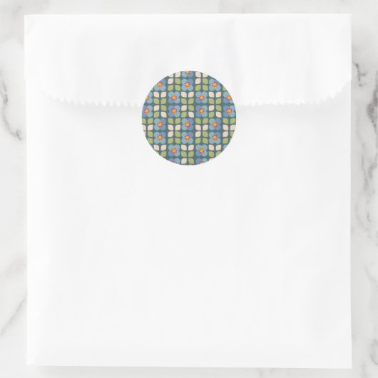 Blauw en groen Bloemen Sticker - Bloom & Stick (Tas)