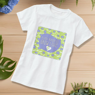 Blauw en groen Bloemen Vriendelijkheid T-shirt