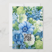 Blauw en Groen Bloemen Zomer Bruiloft Kaart (Achterkant)