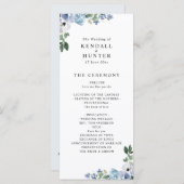 Blauw en groen bloemenbruiloft programma programmakaart (Voorkant / Achterkant)